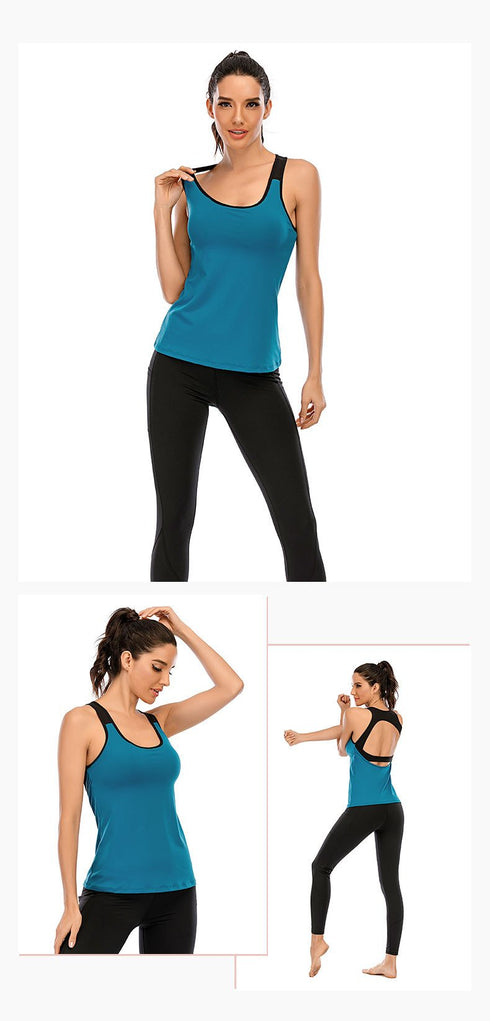 Two-in-one long  Yoga Vest Hollow Back Vest Soft Slim Yoga Suit